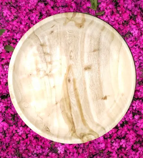 Picture of Natural  Wooden 11 inch round 2 inch height  Food serving plate ( without color ) - Multicolor