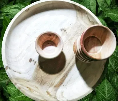 Picture of 6 pcs Hand Made Wooden Sauce Container For Serving Food at Hotel, Restaurants, Office, Home - Multicolor