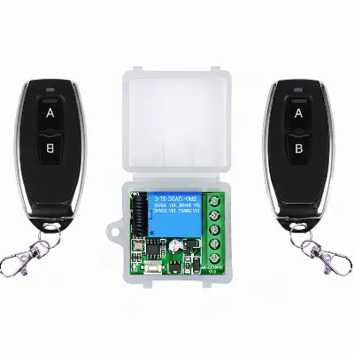 Picture of Dual Remote 433 MHz Wireless Remote Control Switch | 12V DC 1-Channel Relay Receiver Module & On/Off Remote(Black)