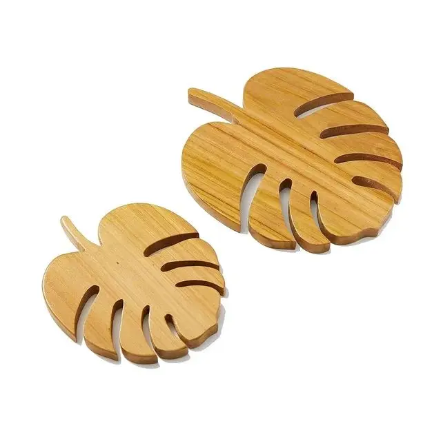 Picture of Traditional look Wooden hotpot trivets with center natural mehuguni  wood pot holders heat resistant trivet set for selling - Multicolor