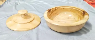 Picture of Classic Style Mehguni  wood bowl kitchen storage bowl dry  food containers dinner dishes vintage salad rice style tableware noodles bowl with lid - Multicolor