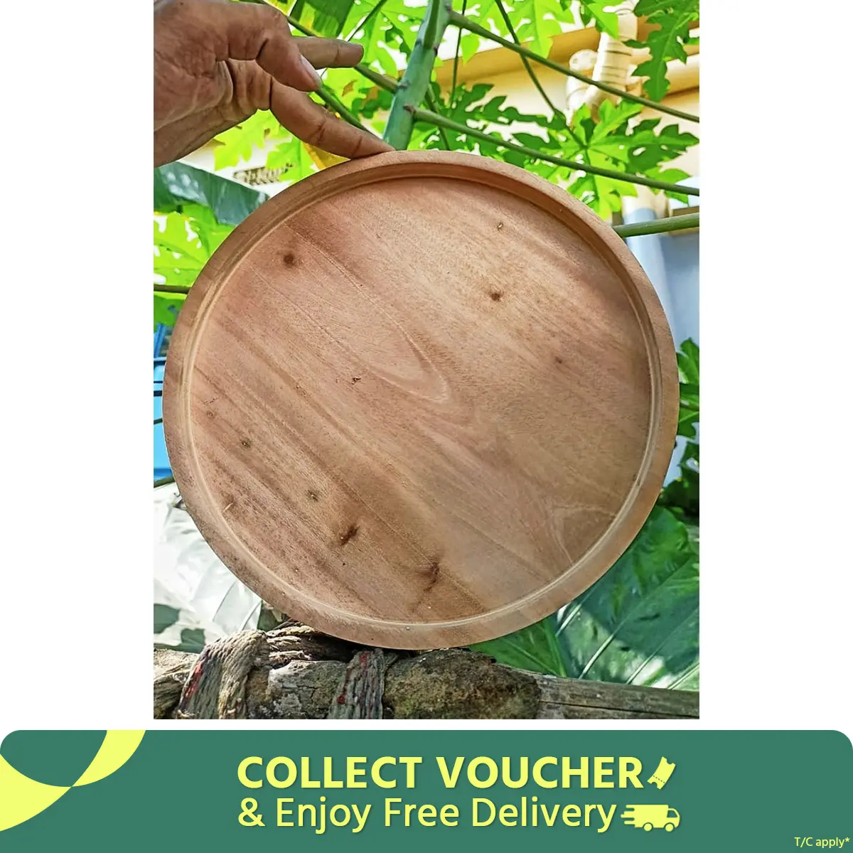 Picture of 9 inch Wood And Bamboo Charger Plate, Tray  Modern And Luxury Charger Plate for Home Hotel Restaurant Wedding parties bulk Quantity wholesale - Ochre Brown