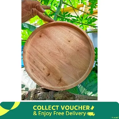 Picture of 9 inch Wood And Bamboo Charger Plate, Tray  Modern And Luxury Charger Plate for Home Hotel Restaurant Wedding parties bulk Quantity wholesale - Ochre Brown