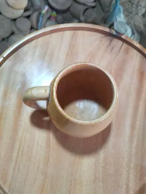 Picture of 250 Ml Round wooden coffee cup with handle - Multicolor