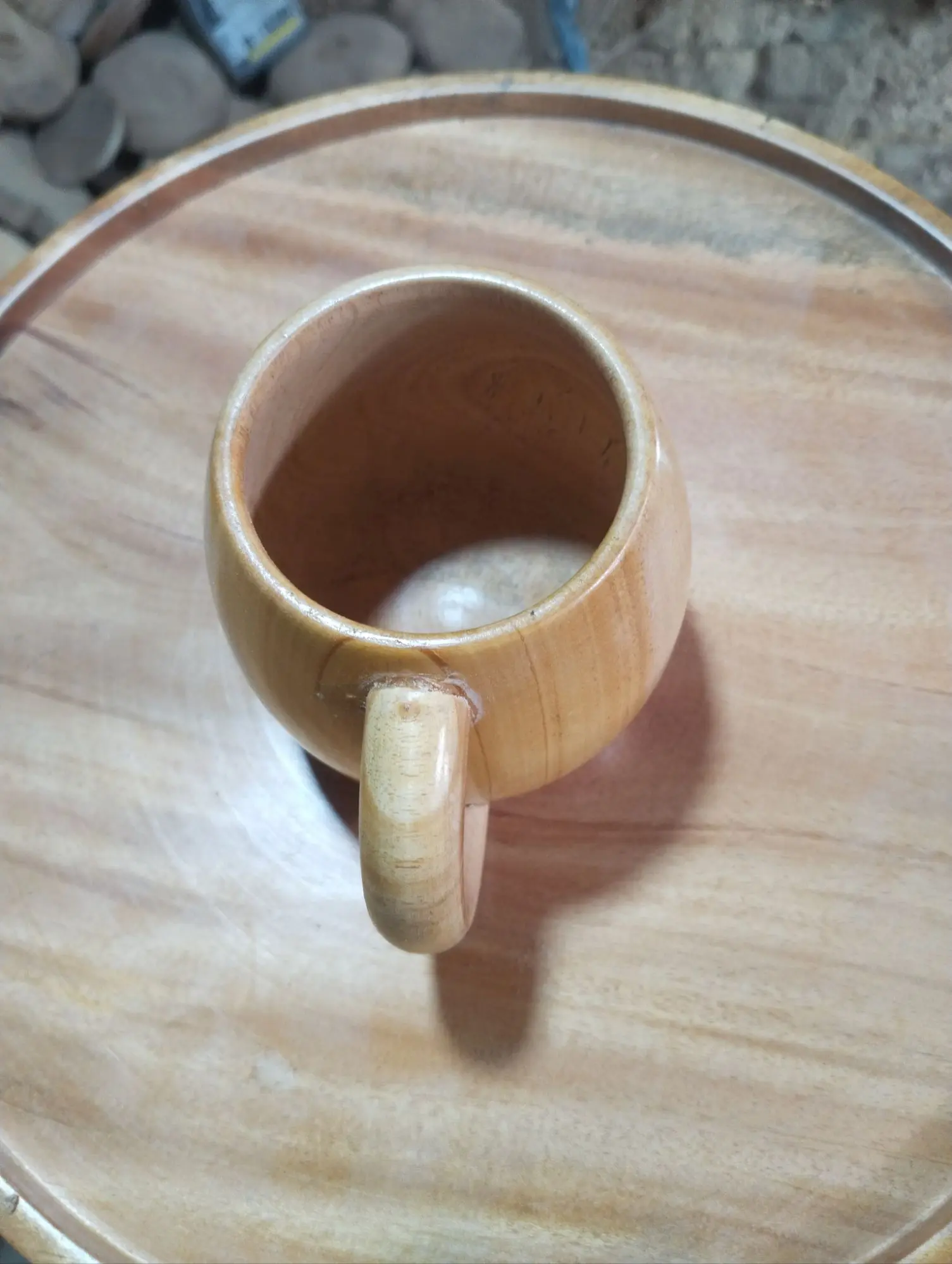 Picture of 250 Ml Round wooden coffee cup with handle - Multicolor