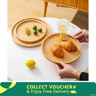 Picture of 10 inch wooden charger plate Wedding and Home Round Unique plate and dish with Carved finished Charger Plate tray ( without color ) - Multicolor