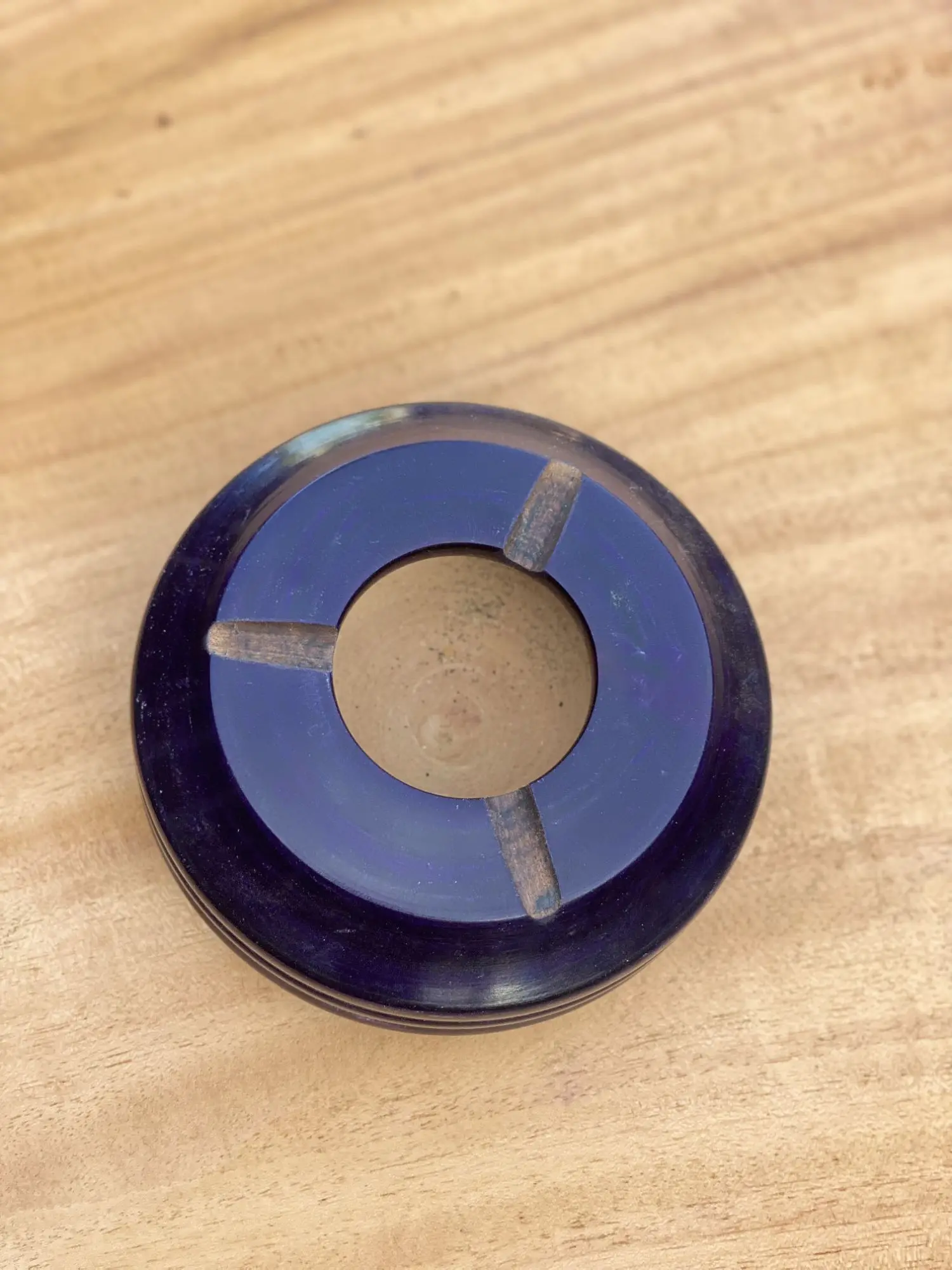 Picture of 5 Inch Colorful Ashtray Wooden 1 Pcs- Wooden Round Shape AshTray for Smart Home and Office - Smoking Ashtray - Blue