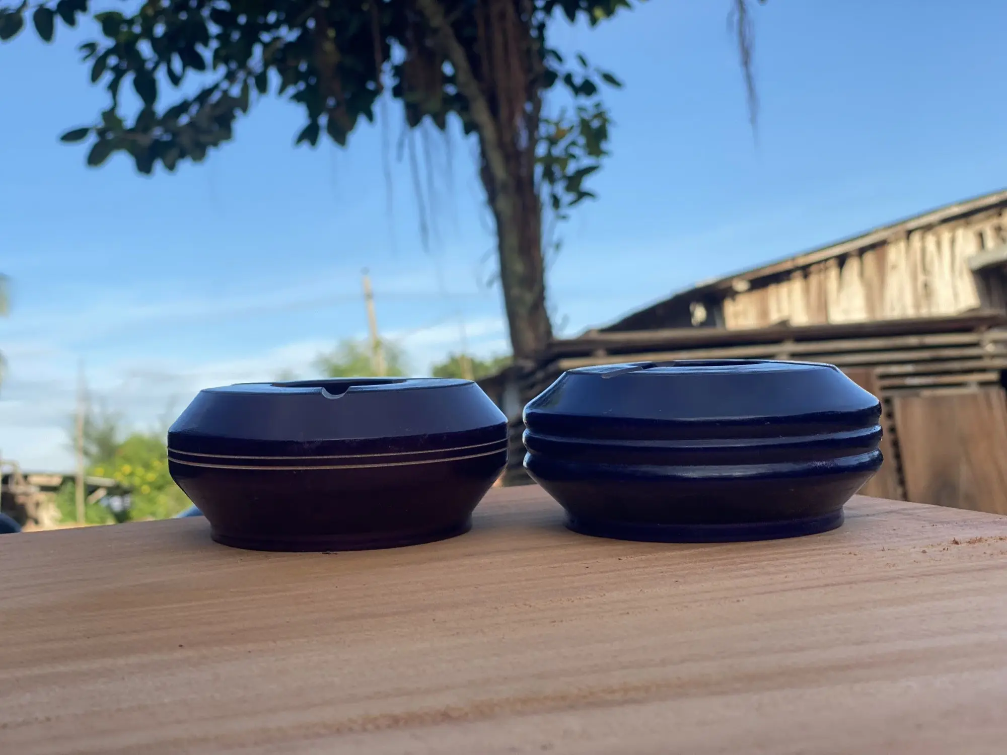 Picture of 5 Inch Colorful Ashtray Wooden 1 Pcs- Wooden Round Shape AshTray for Smart Home and Office - Smoking Ashtray - Blue