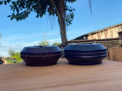 Picture of 5 Inch Colorful Ashtray Wooden 1 Pcs- Wooden Round Shape AshTray for Smart Home and Office - Smoking Ashtray - Blue