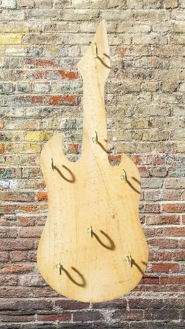 Picture of Wooden Hanging Key Holder  ( Guitar Shape ) - Multicolor