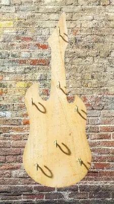 Picture of Wooden Hanging Key Holder  ( Guitar Shape ) - Multicolor