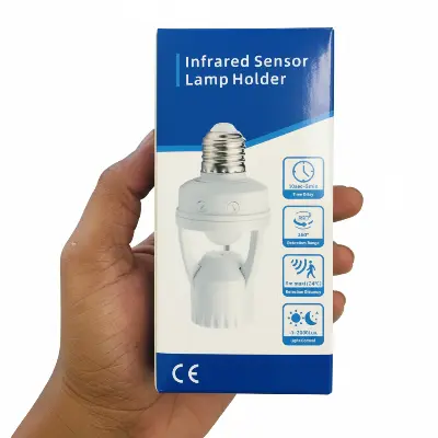 Picture of Smart PIR Motion Sensor LED Lamp Holder E27 – Automatic On/Off Light Bulb Adapter with Adjustable Delay, AC 85–265V(White)