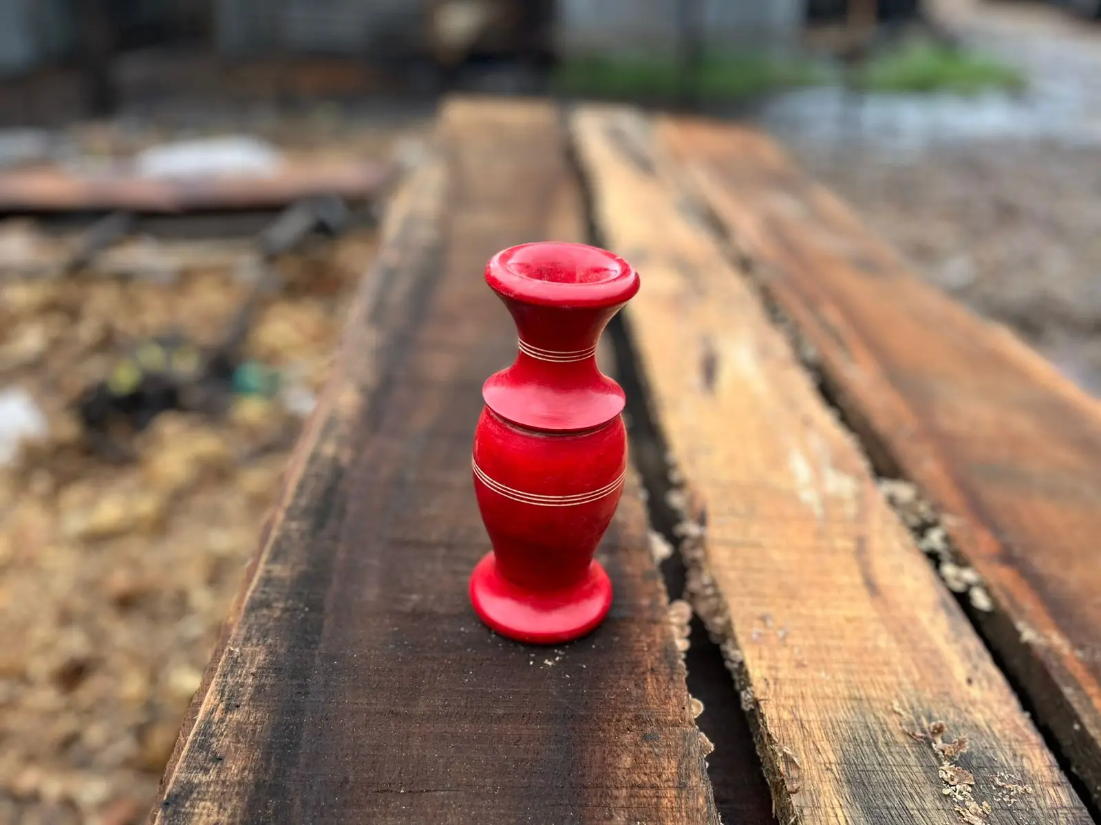 Picture of Colorful Handmade Wooden Flower Vase for Decoration Restaurant hotel office and home ( 7 Inch )