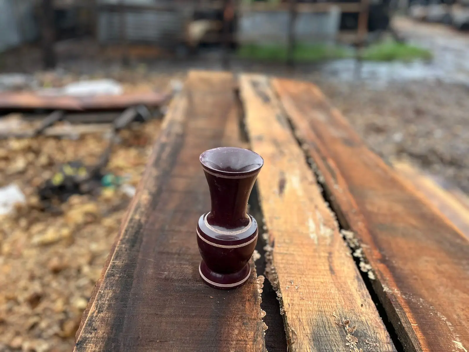 Picture of Colorful Handmade Wooden Flower Vase for Decoration Restaurant hotel office and home ( 7 Inch )