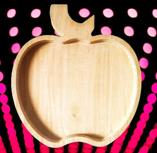 Picture of Styleish Wooden Tray /Wooden Plate/Baby Plate for Serving Food ( Apple Shaped ) - Multicolor