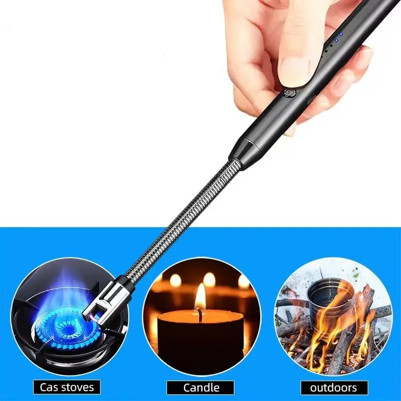 Picture of USB Rechargeable Arc Lighter | Flameless Plasma Electric Lighter for Kitchen, Candles & Outdoor Use(Blue, Black)