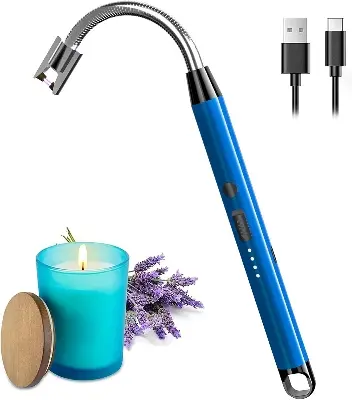 Picture of USB Rechargeable Arc Lighter | Flameless Plasma Electric Lighter for Kitchen, Candles & Outdoor Use(Blue, Black)
