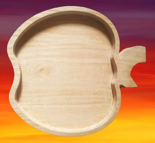 Picture of Styleish Wooden Tray /Wooden Plate/Baby Plate for Serving Food ( Apple Shaped ) - Multicolor