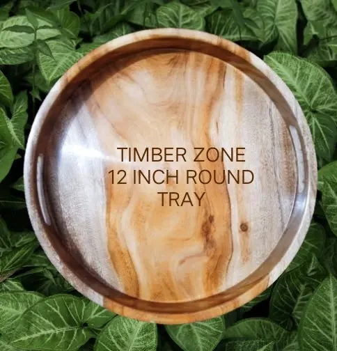 Picture of Unique Style High Quality Wooden Round Serving Tray ( Without Color) - Multicolor