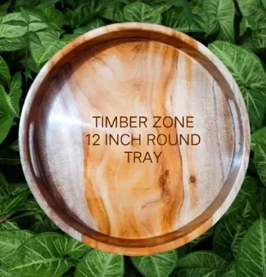 Picture of Unique Style High Quality Wooden Round Serving Tray ( Without Color) - Multicolor