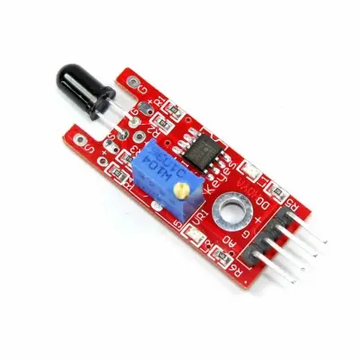 Picture of KY-026 Flame Sensor Module for Arduino & Raspberry Pi – 4-Pin Infrared Fire Detector with Analog & Digital Output(Red)