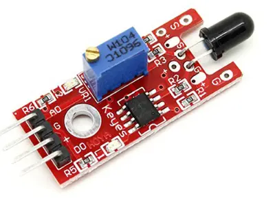 Picture of KY-026 Flame Sensor Module for Arduino & Raspberry Pi – 4-Pin Infrared Fire Detector with Analog & Digital Output(Red)