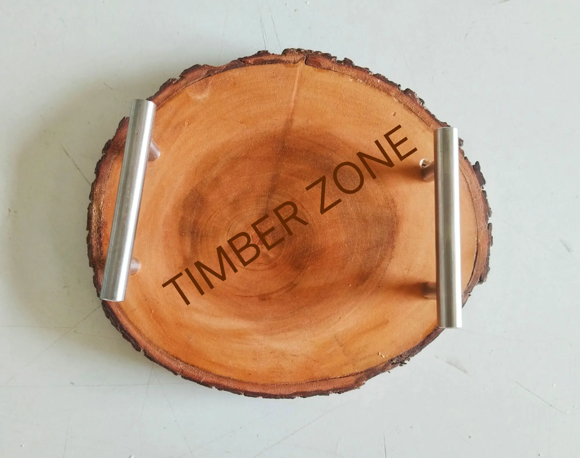 Picture of 8 or 9 inch Unique Design High Quality Wooden Slice Tea Tray  With Handle - Multicolor