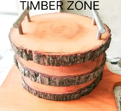 Picture of 8 or 9 inch Unique Design High Quality Wooden Slice Tea Tray  With Handle - Multicolor