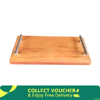 Picture of Classic Wooden  16 Inch  Long Serving Tray  with Steel  Handle - Multicolor