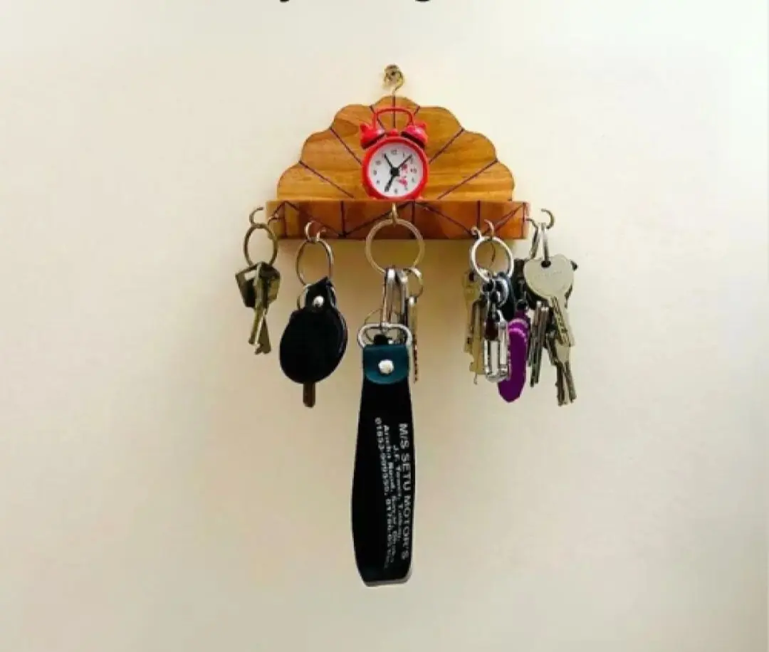 Picture of Wooden Uncommon Design  Key Holder  with Polish including hooks - Multicolor