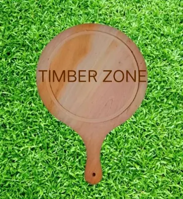 Picture of 9 inch Round Pizza Tray, Wooden Pizza Plate Tray with Handle, Baking Tray Pizza Stone Cutting Board Platter Pizza Cake Bakeware Tools - Multicolor