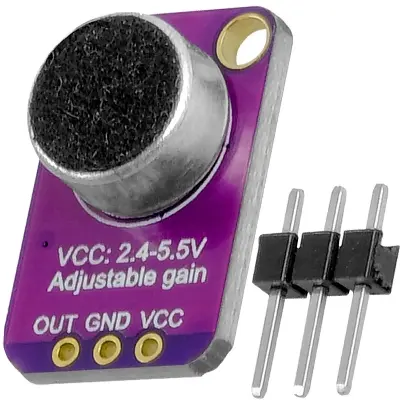 Picture of Electret Microphone Amplifier Module with Adjustable Gain | MAX4466 Sound Breakout | Arduino & ESP32 Compatible(Purple)