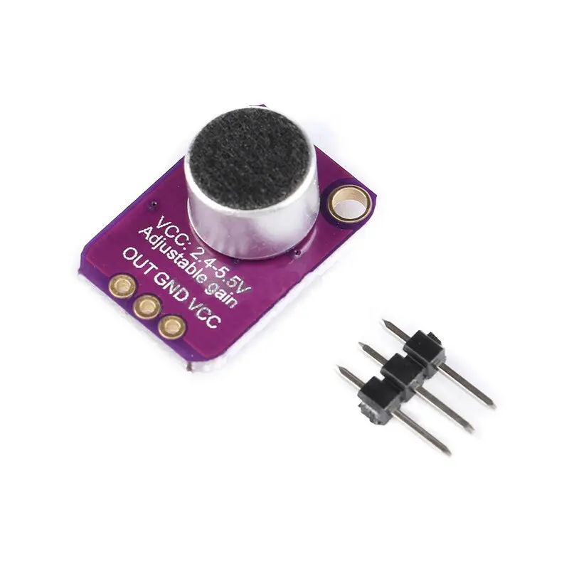 Picture of Electret Microphone Amplifier Module with Adjustable Gain | MAX4466 Sound Breakout | Arduino & ESP32 Compatible(Purple)