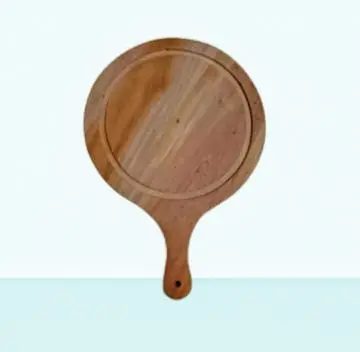 Picture of 9 inch Round Pizza Tray, Wooden Pizza Plate Tray with Handle, Baking Tray Pizza Stone Cutting Board Platter Pizza Cake Bakeware Tools - Multicolor