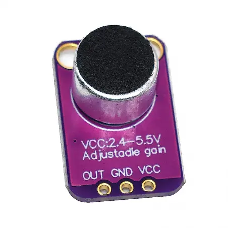 Picture of Electret Microphone Amplifier Module with Adjustable Gain | MAX4466 Sound Breakout | Arduino & ESP32 Compatible(Purple)