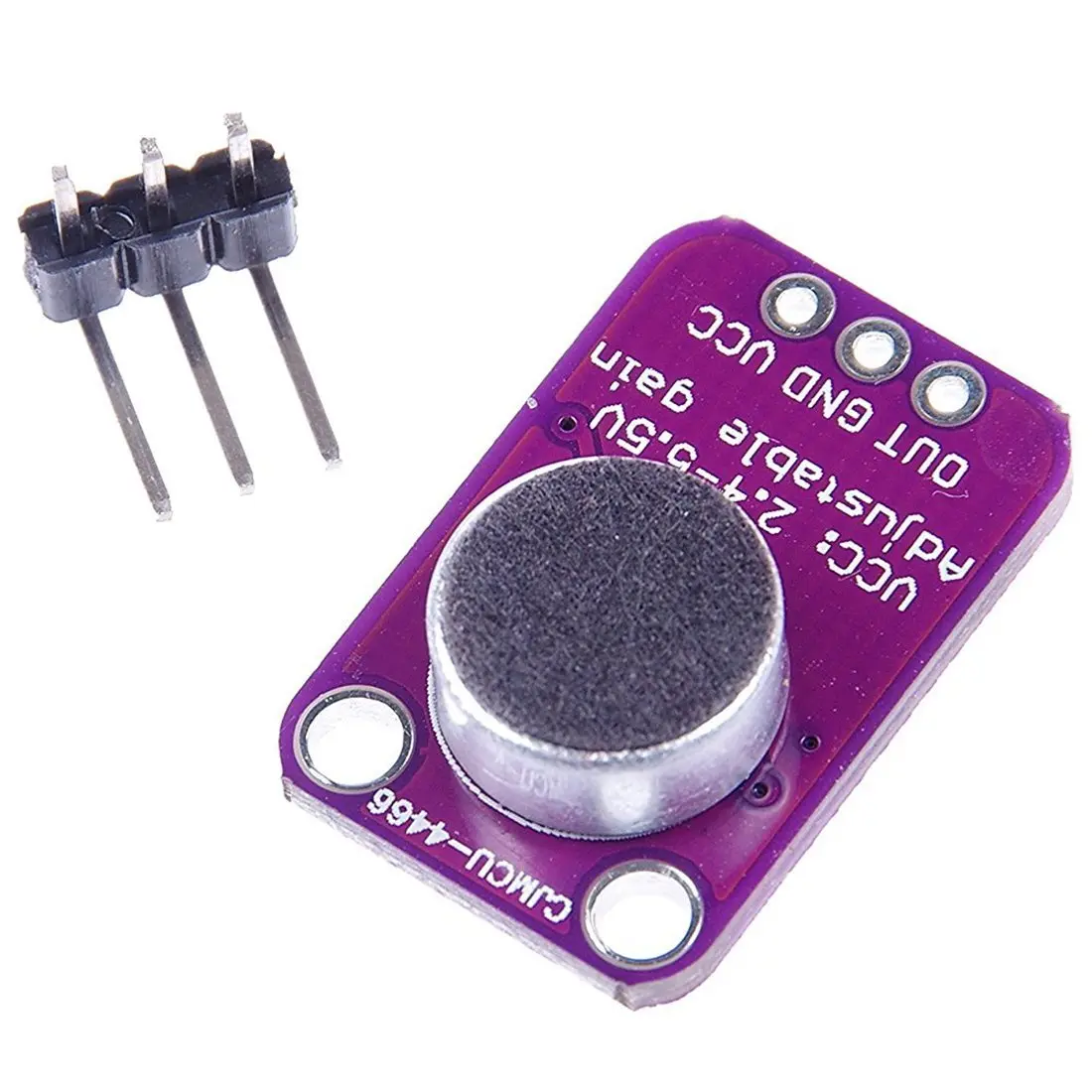 Picture of Electret Microphone Amplifier Module with Adjustable Gain | MAX4466 Sound Breakout | Arduino & ESP32 Compatible(Purple)