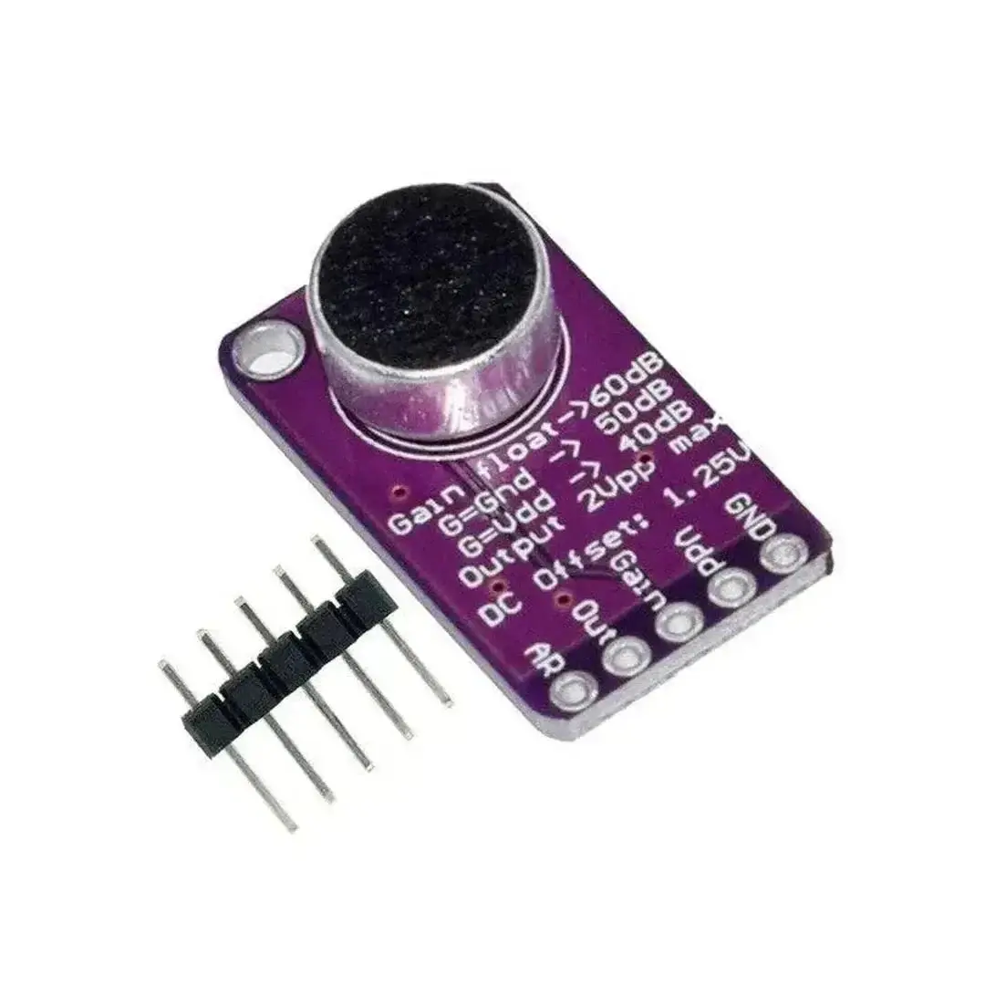 Picture of MAX9814 Microphone Amplifier Board Module – Electret Mic Amplifier with Automatic Gain Control (AGC) – Ideal for Arduino, Microcontroller & Sound Projects(Purple)