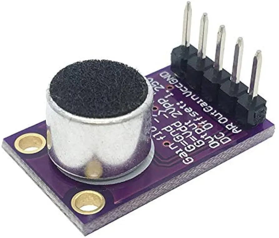 Picture of MAX9814 Microphone Amplifier Board Module – Electret Mic Amplifier with Automatic Gain Control (AGC) – Ideal for Arduino, Microcontroller & Sound Projects(Purple)
