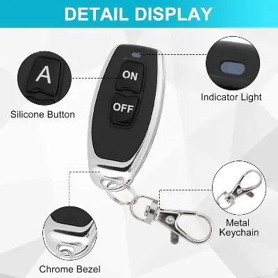 Picture of 433 MHz Wireless RF Remote Control | 1-Button Transmitter for Relay & Home Automation (Remote Only)(Black)
