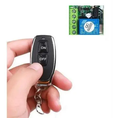 Picture of 433 MHz Wireless RF Remote Control | 1-Button Transmitter for Relay & Home Automation (Remote Only)(Black)