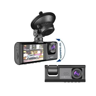 Picture of 3 Lens Car Dash Camera with WiFi & Night Vision – Front, Inside, Rear Recording(Black)