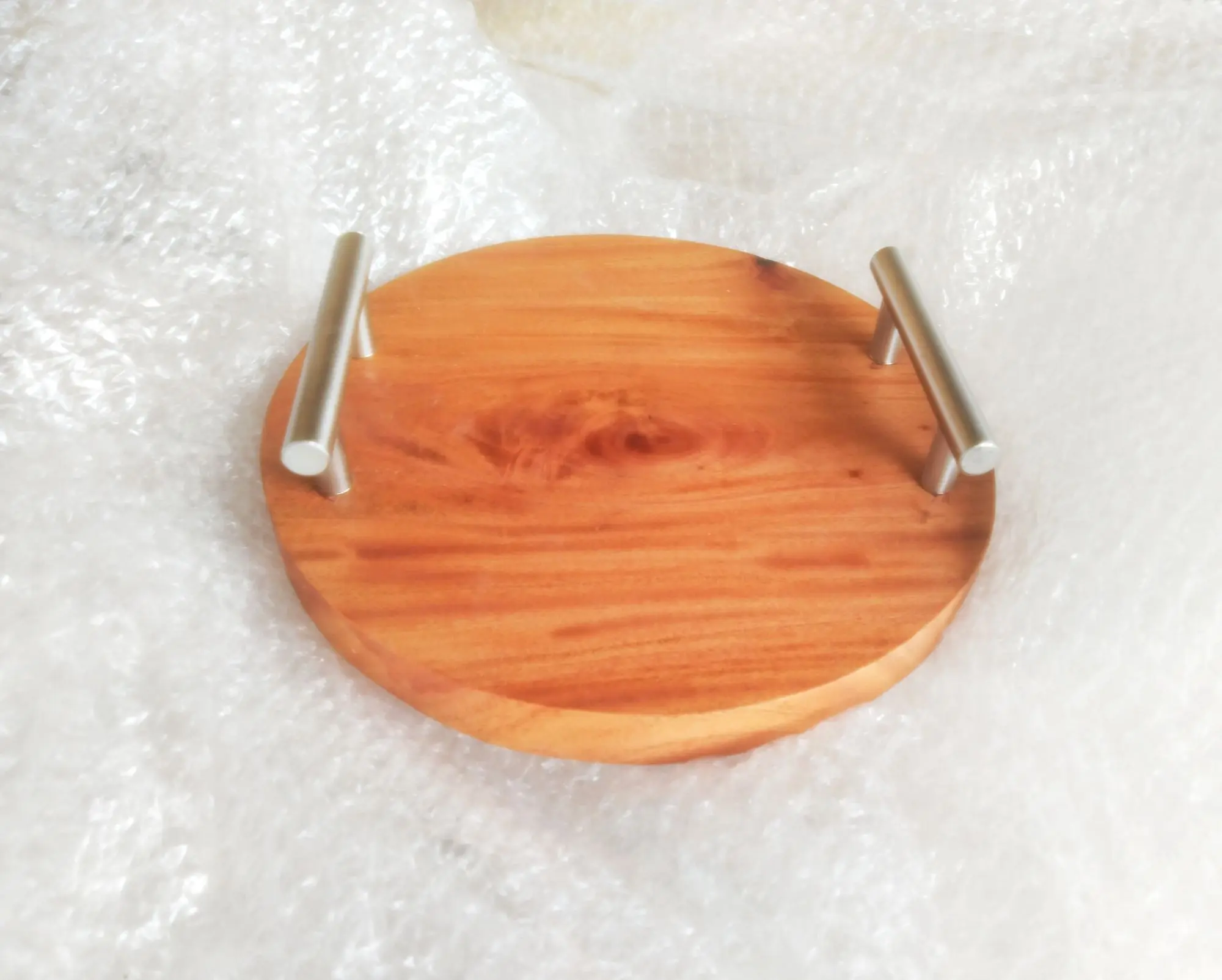 Picture of Wooden Slice Tea Tray With Handle 1 PCS ( 9 inch ) - Multicolor