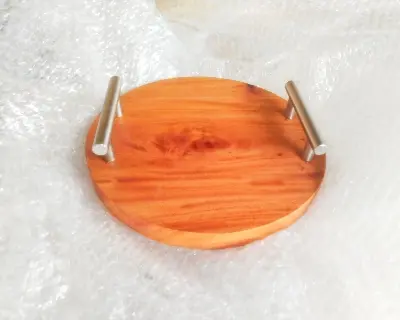 Picture of Wooden Slice Tea Tray With Handle 1 PCS ( 9 inch ) - Multicolor