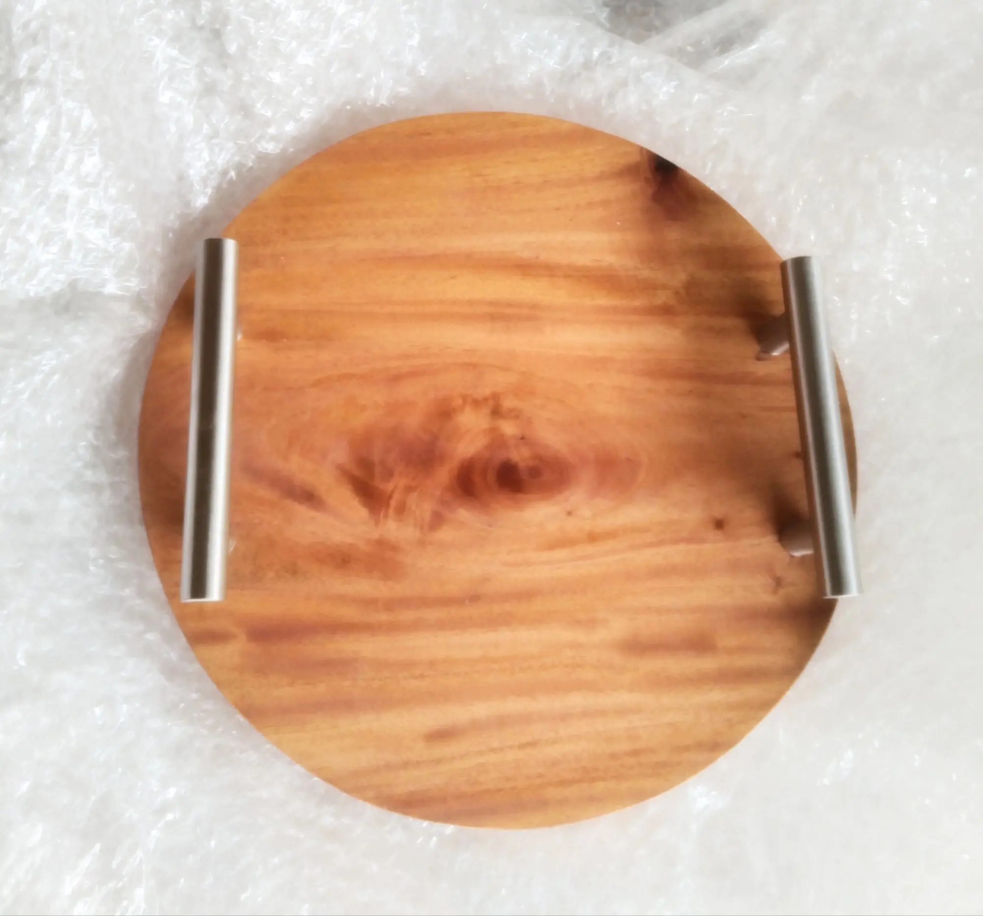 Picture of Wooden Slice Tea Tray With Handle 1 PCS ( 9 inch ) - Multicolor