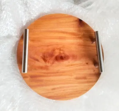 Picture of Wooden Slice Tea Tray With Handle 1 PCS ( 9 inch ) - Multicolor
