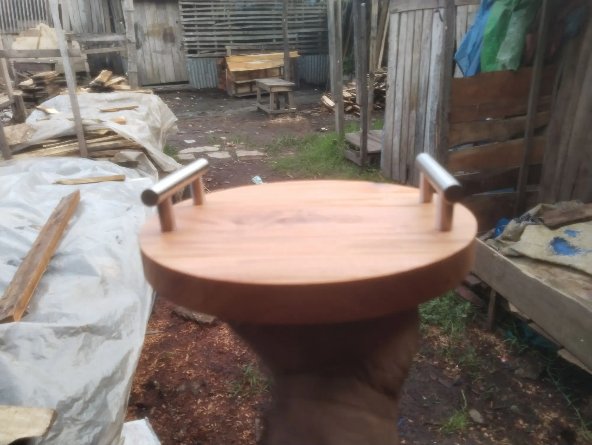 Picture of Wooden Slice Tea Tray With Handle 1 PCS ( 9 inch ) - Multicolor