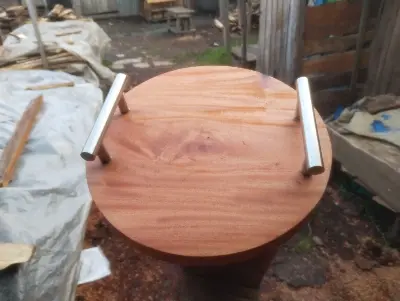 Picture of Wooden Slice Tea Tray With Handle 1 PCS ( 9 inch ) - Multicolor