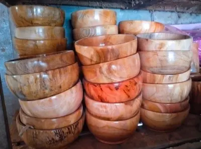 Picture of Handmade Durable Children Tableware Natural Eco Friendly wooden Baby Bowl 7 INCH - Multicolor