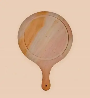 Picture of 9  inches Mahogany Wooden Pizza Board and Cutting Board ( simple  Shaped ) - Multicolor