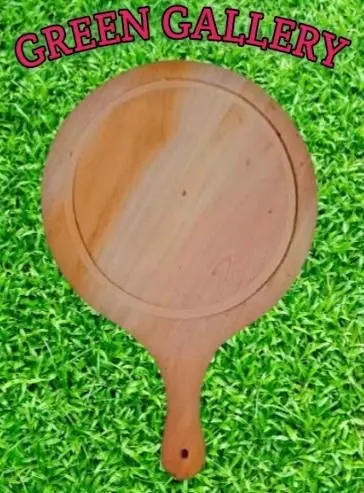 Picture of 10 inches Mahogany Wooden Round Head Pizza Board / Pizza Tray - Multicolor